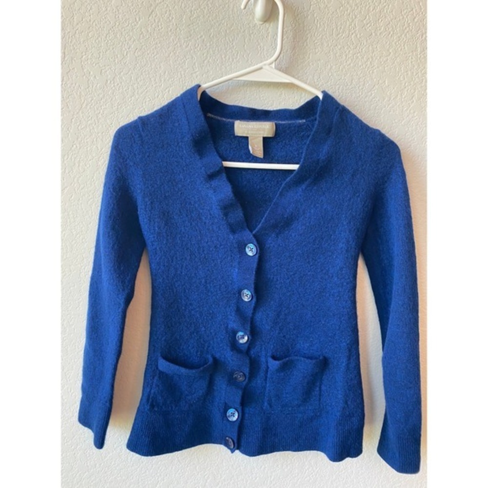Banana Republic Womens 100% Merino Wool Preppy Cardigan Size S Cobalt Blue
